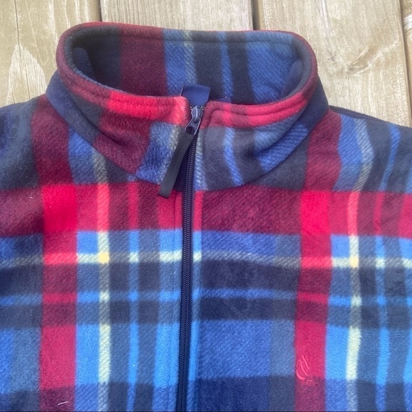 ** Nautica Plaid Fleece Zip up Sweatshirt Jacket L - Picture 5 of 9
